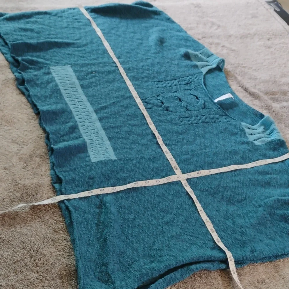 Indigenous Teal And Turquoise Organic Cotton Poncho New Without Tags